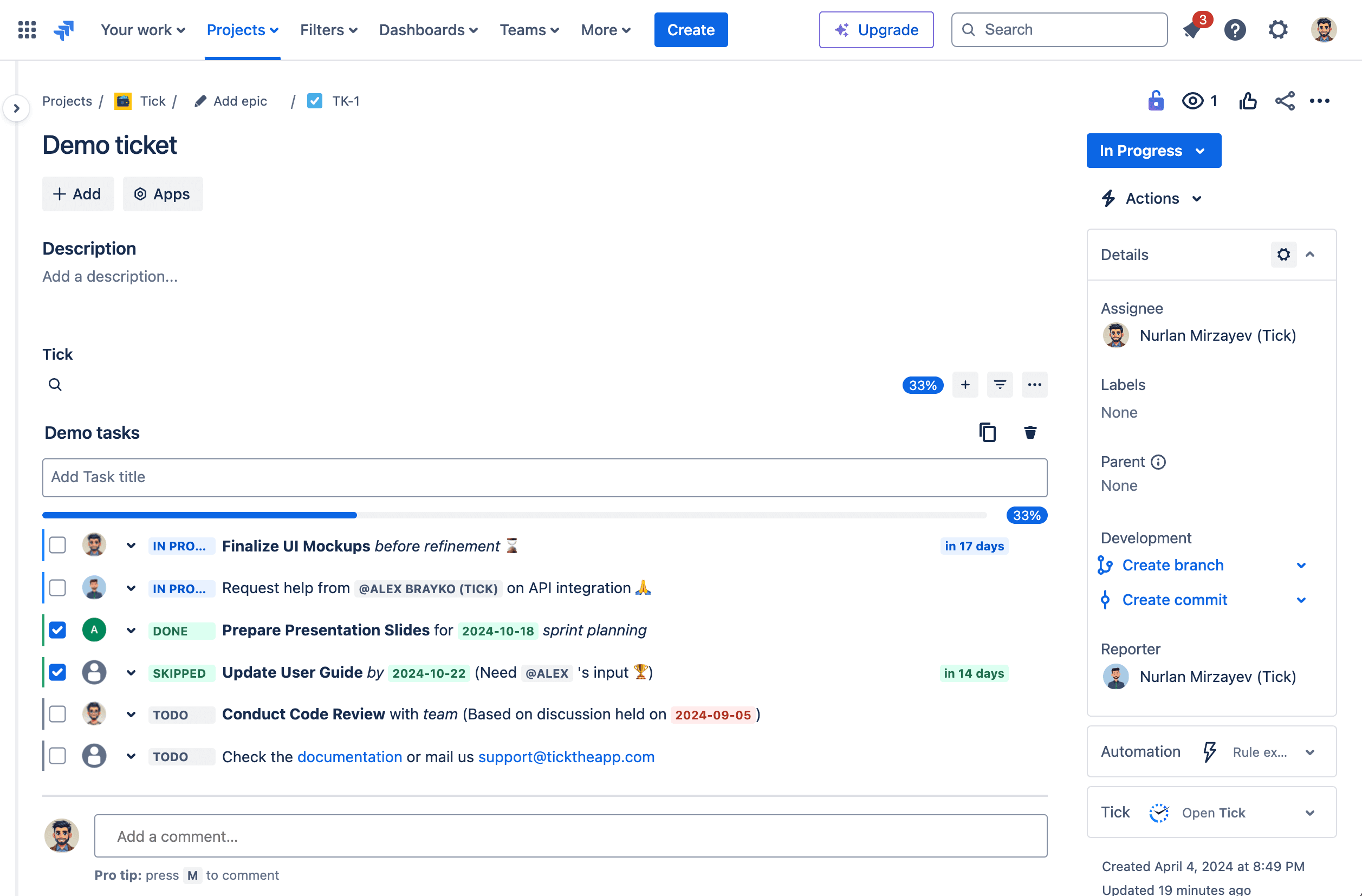 Tick in Jira